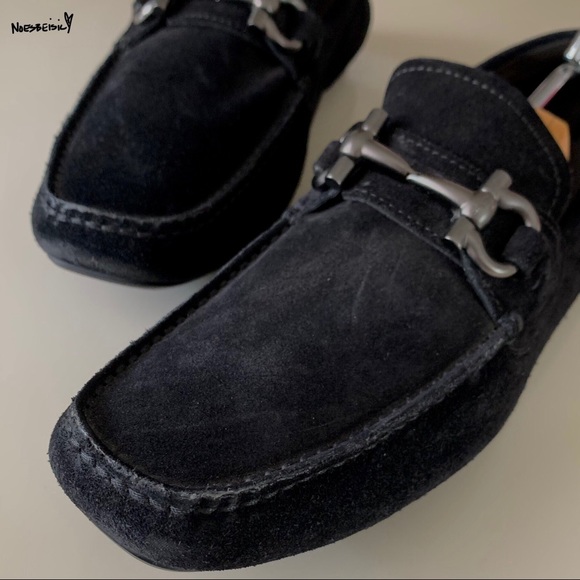 🚫SOLD•E🅱️🅰️Y🚫 Salvatore Ferragamo Black Suede Loafers - Picture 3 of 10